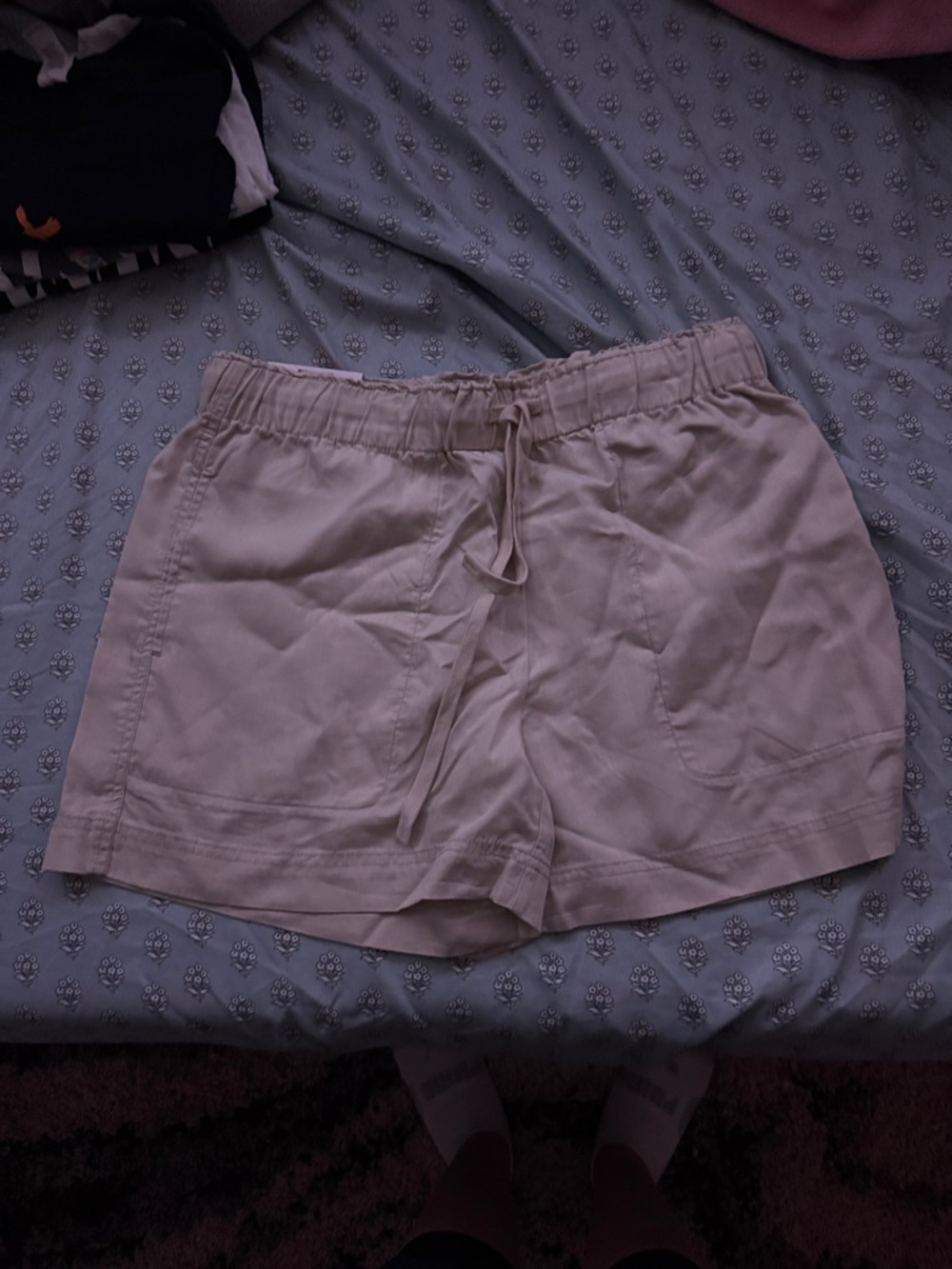 Hilary Radley Light Beige Drawstring Casual Shorts